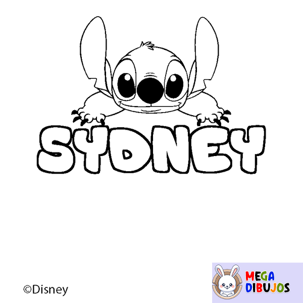 Coloraci&oacute;n del nombre SYDNEY - decorado Stitch