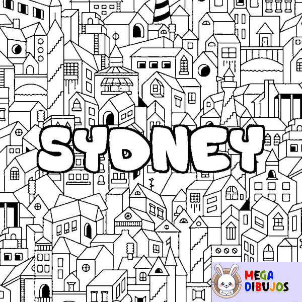 Coloraci&oacute;n del nombre SYDNEY - decorado ciudad