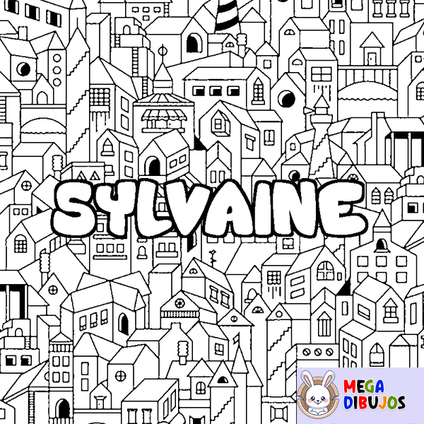 Coloraci&oacute;n del nombre SYLVAINE - decorado ciudad