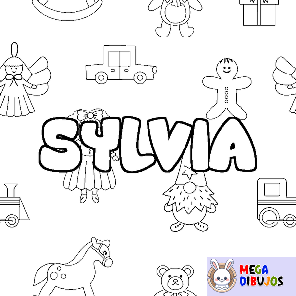 Coloraci&oacute;n del nombre SYLVIA - decorado juguetes