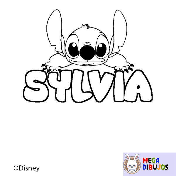 Coloraci&oacute;n del nombre SYLVIA - decorado Stitch