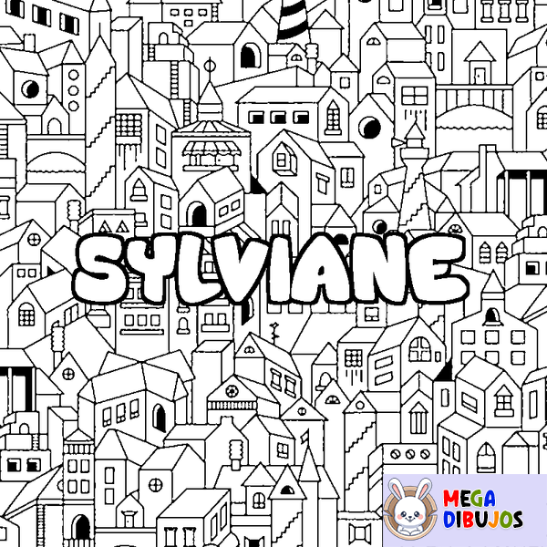 Coloraci&oacute;n del nombre SYLVIANE - decorado ciudad