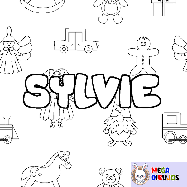 Coloraci&oacute;n del nombre SYLVIE - decorado juguetes