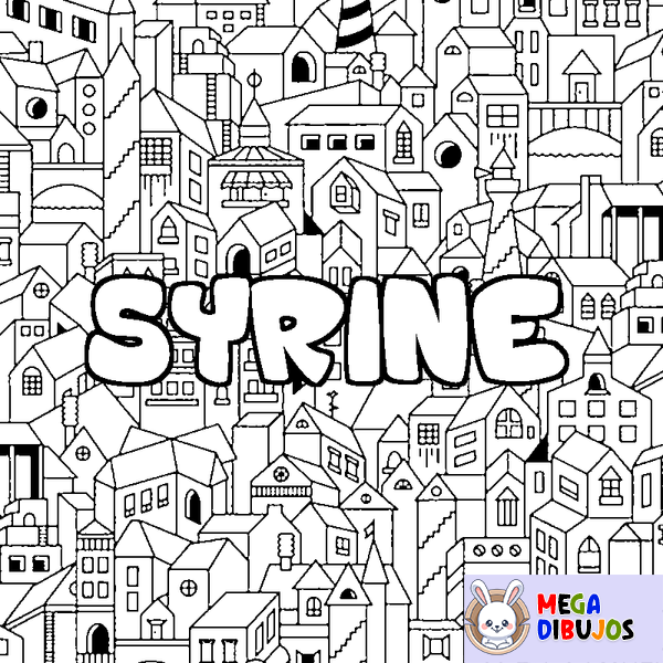Coloraci&oacute;n del nombre SYRINE - decorado ciudad