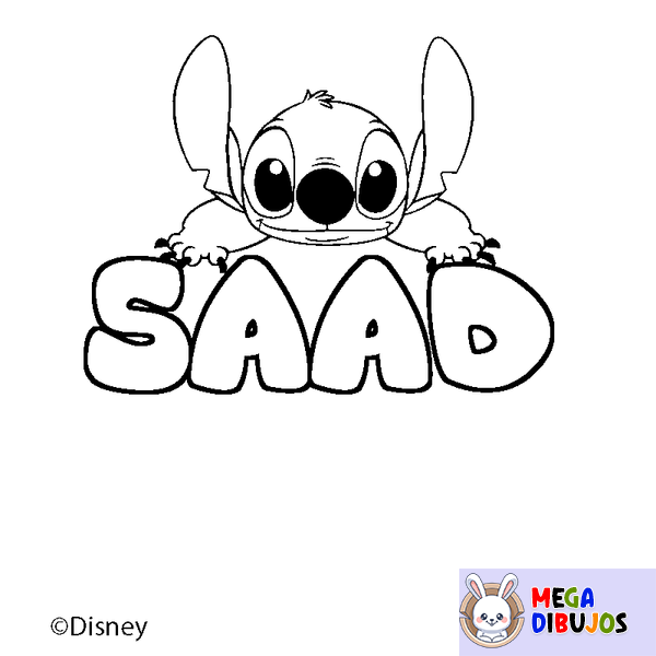 Coloraci&oacute;n del nombre SAAD - decorado Stitch
