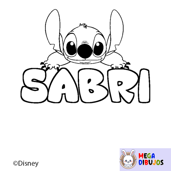 Coloraci&oacute;n del nombre SABRI - decorado Stitch