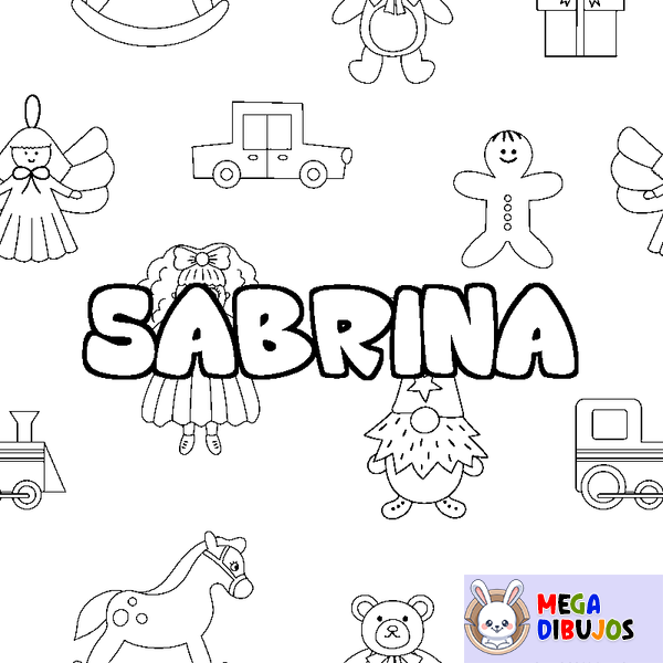 Coloraci&oacute;n del nombre SABRINA - decorado juguetes