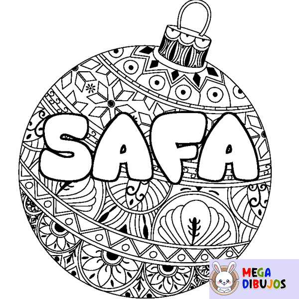 Coloraci&oacute;n del nombre SAFA - decorado bola de Navidad