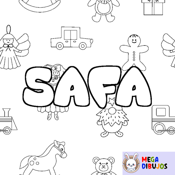 Coloraci&oacute;n del nombre SAFA - decorado juguetes
