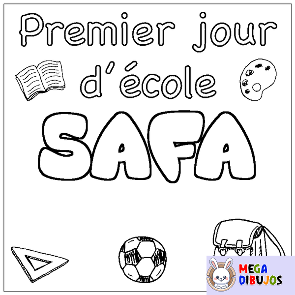 Coloraci&oacute;n del nombre SAFA - decorado primer d&iacute;a de escuela