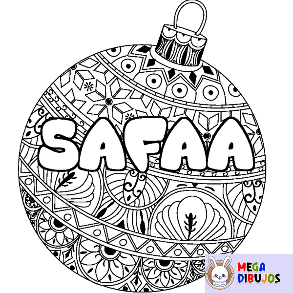 Coloraci&oacute;n del nombre SAFAA - decorado bola de Navidad