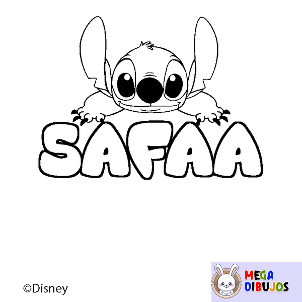 Coloraci&oacute;n del nombre SAFAA - decorado Stitch