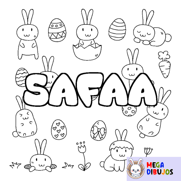 Coloraci&oacute;n del nombre SAFAA - decorado Pascua