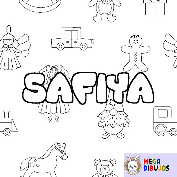 Coloraci&oacute;n del nombre SAFIYA - decorado juguetes