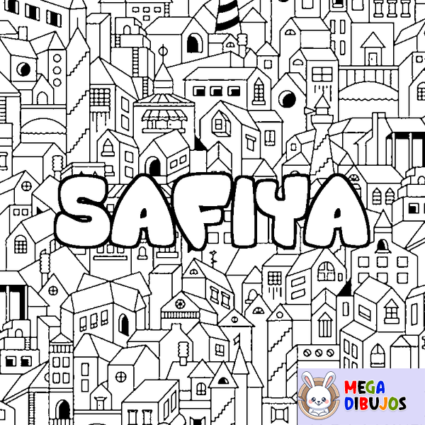 Coloraci&oacute;n del nombre SAFIYA - decorado ciudad