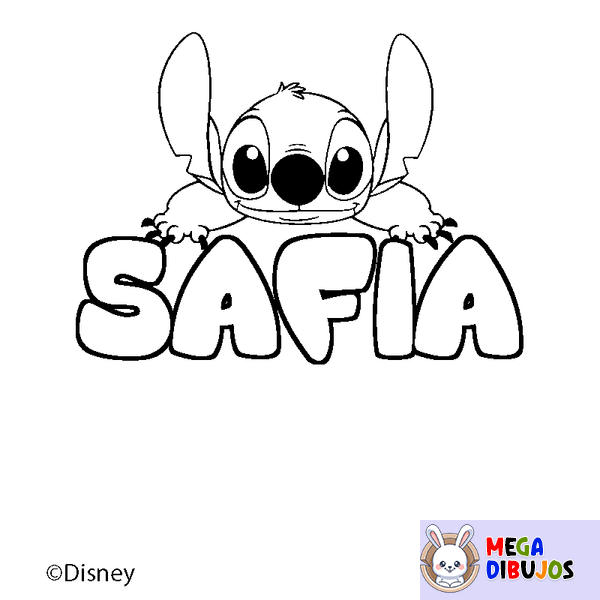 Coloraci&oacute;n del nombre SAFIA - decorado Stitch