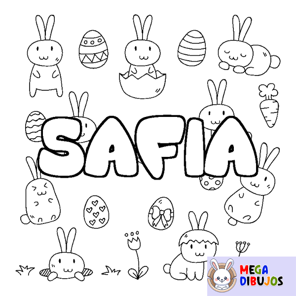 Coloraci&oacute;n del nombre SAFIA - decorado Pascua