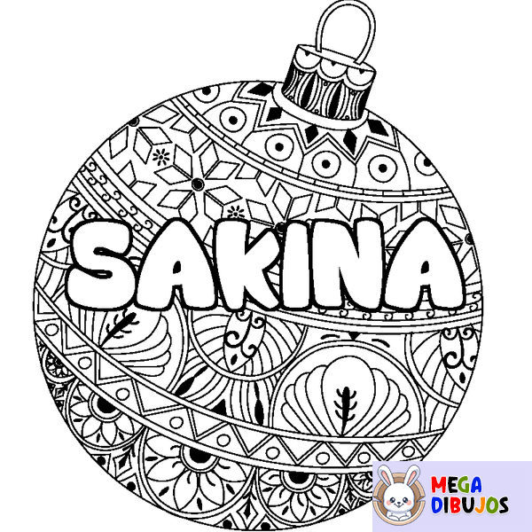Coloraci&oacute;n del nombre SAKINA - decorado bola de Navidad