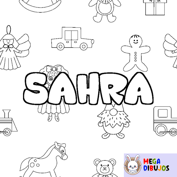 Coloraci&oacute;n del nombre SAHRA - decorado juguetes
