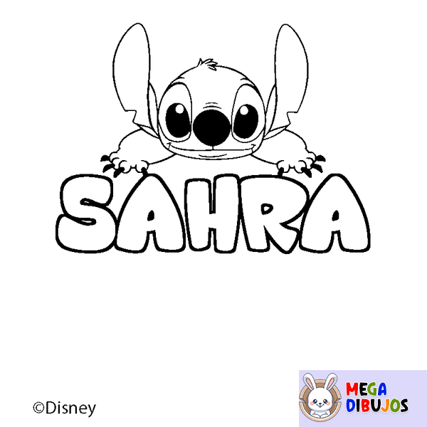 Coloraci&oacute;n del nombre SAHRA - decorado Stitch