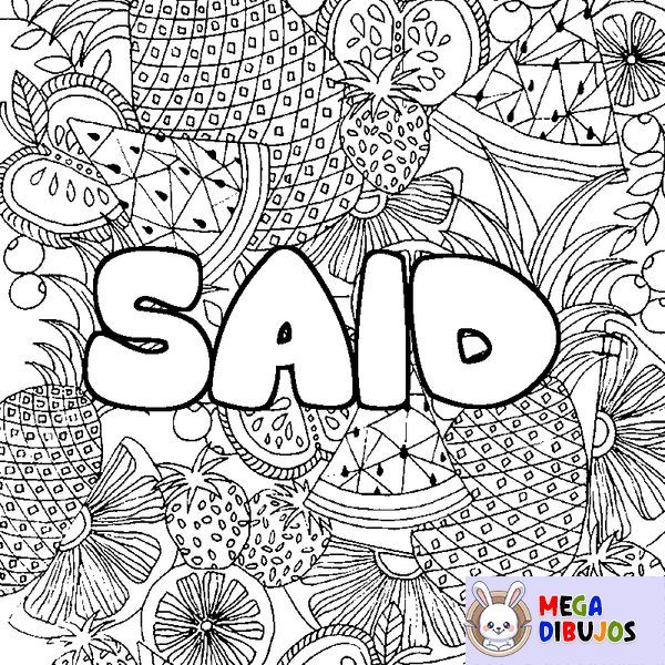 Coloraci&oacute;n del nombre SAID - decorado mandala de frutas