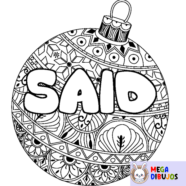 Coloraci&oacute;n del nombre SAID - decorado bola de Navidad
