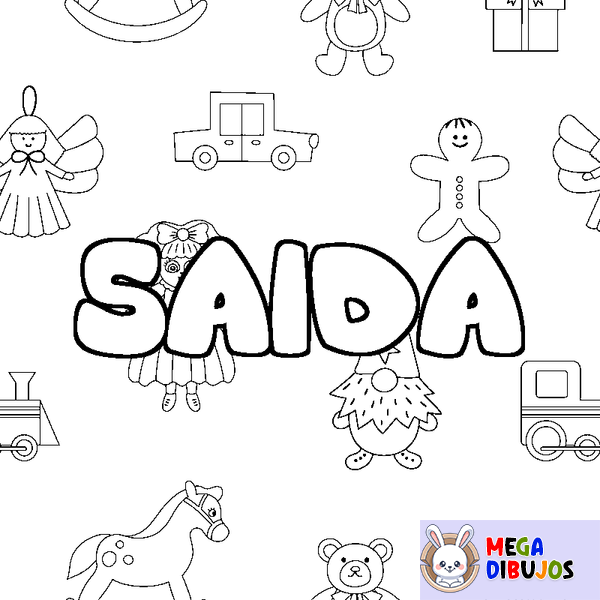 Coloraci&oacute;n del nombre SAIDA - decorado juguetes