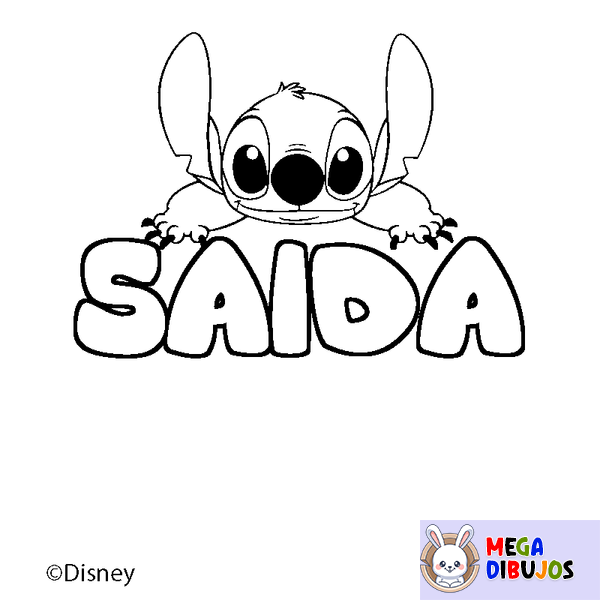 Coloraci&oacute;n del nombre SAIDA - decorado Stitch