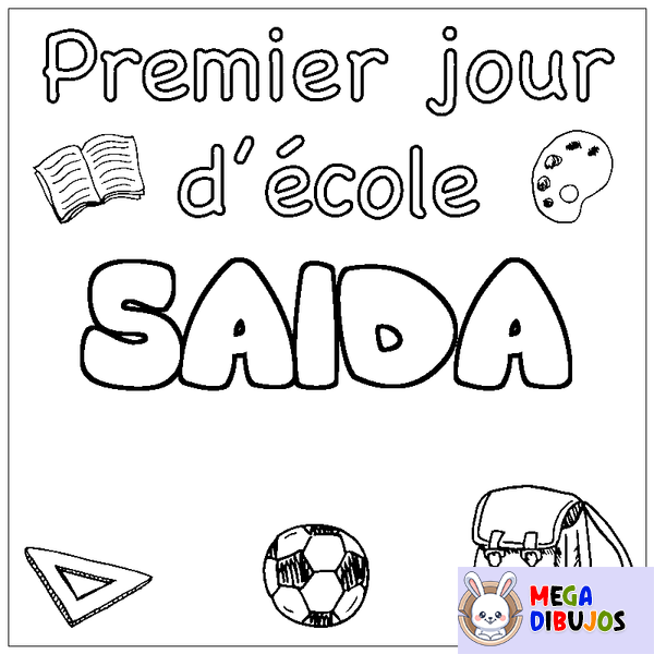 Coloraci&oacute;n del nombre SAIDA - decorado primer d&iacute;a de escuela