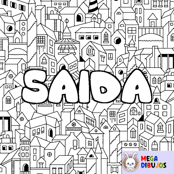 Coloraci&oacute;n del nombre SAIDA - decorado ciudad