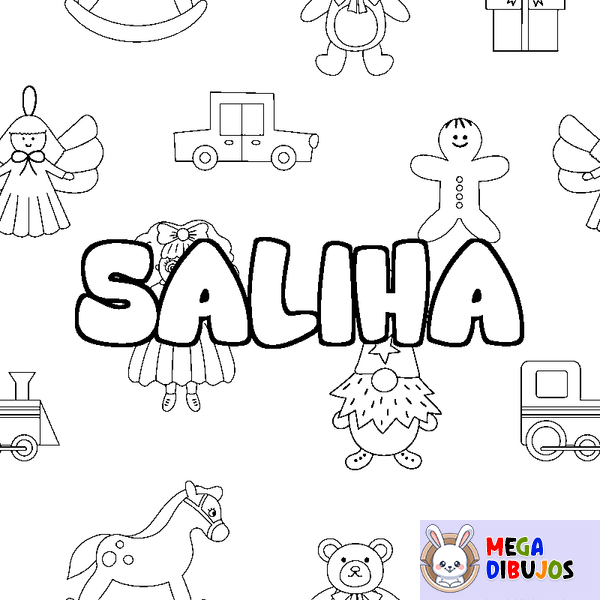 Coloraci&oacute;n del nombre SALIHA - decorado juguetes