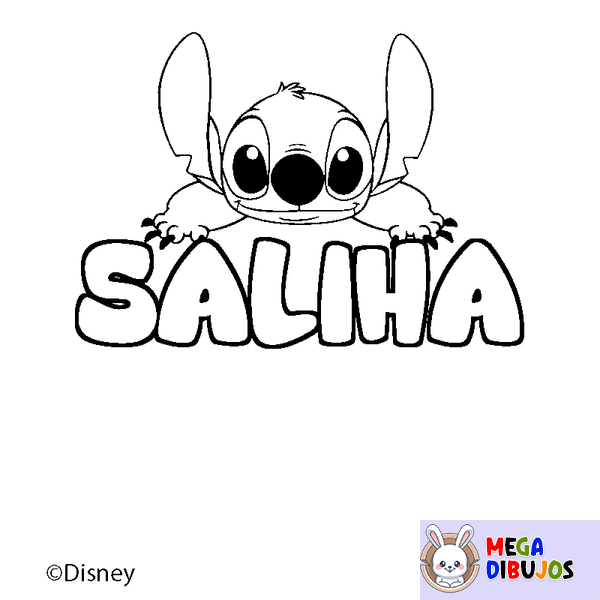 Coloraci&oacute;n del nombre SALIHA - decorado Stitch