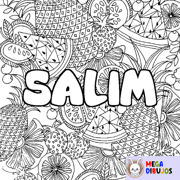 Coloraci&oacute;n del nombre SALIM - decorado mandala de frutas