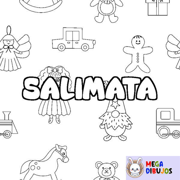Coloraci&oacute;n del nombre SALIMATA - decorado juguetes