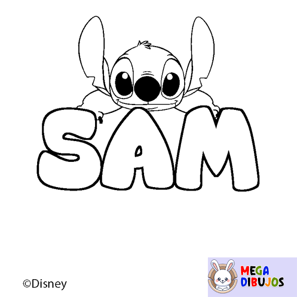 Coloraci&oacute;n del nombre SAM - decorado Stitch