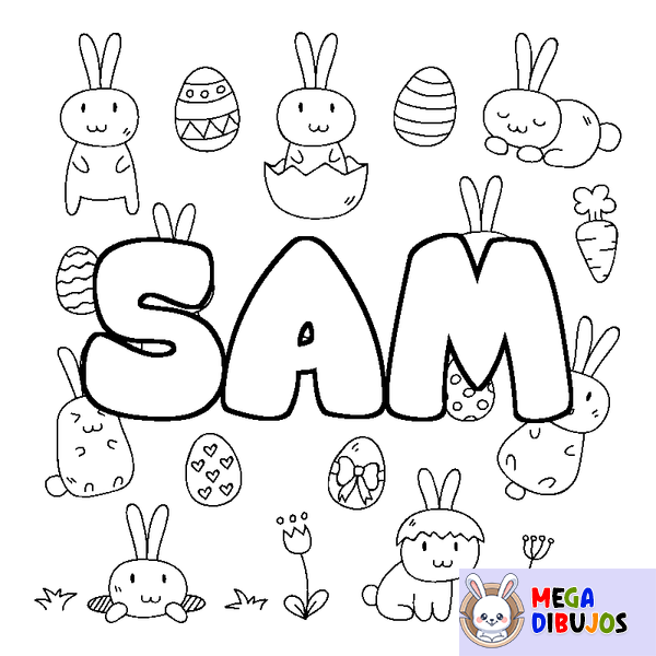Coloraci&oacute;n del nombre SAM - decorado Pascua