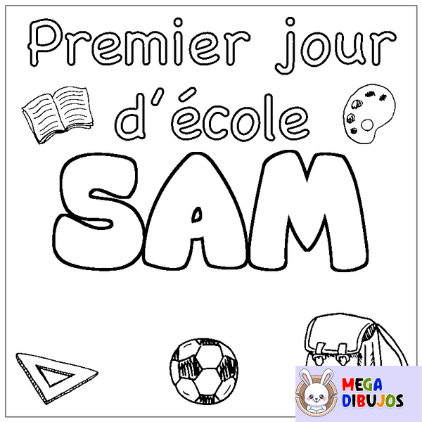 Coloraci&oacute;n del nombre SAM - decorado primer d&iacute;a de escuela