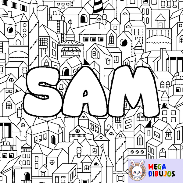 Coloraci&oacute;n del nombre SAM - decorado ciudad