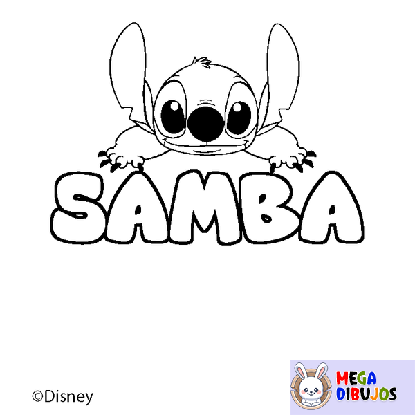 Coloraci&oacute;n del nombre SAMBA - decorado Stitch