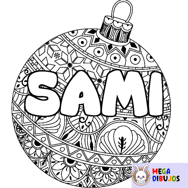 Coloraci&oacute;n del nombre SAMI - decorado bola de Navidad