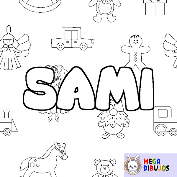 Coloraci&oacute;n del nombre SAMI - decorado juguetes