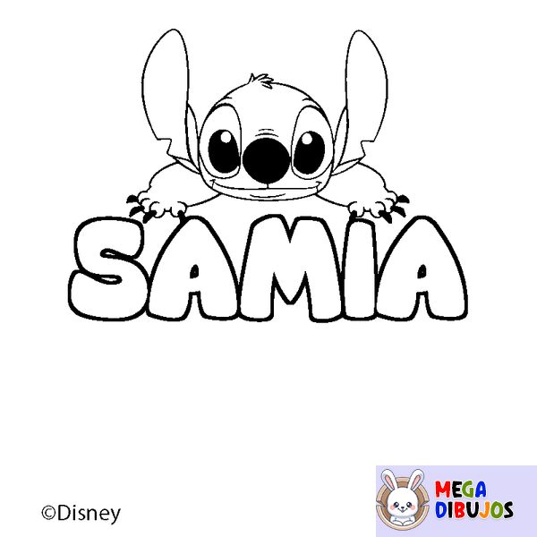 Coloraci&oacute;n del nombre SAMIA - decorado Stitch
