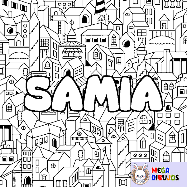Coloraci&oacute;n del nombre SAMIA - decorado ciudad