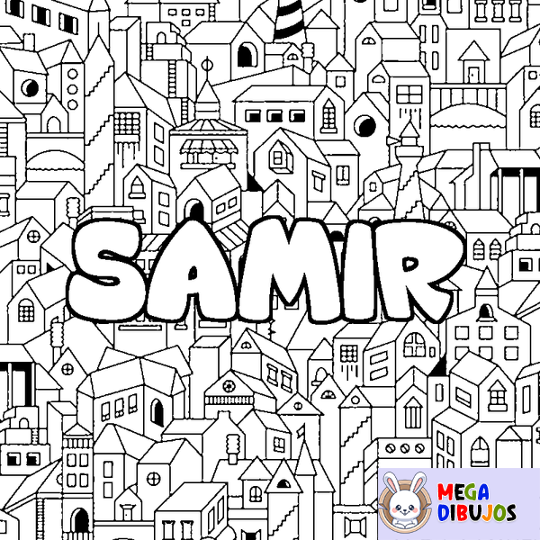 Coloraci&oacute;n del nombre SAMIR - decorado ciudad