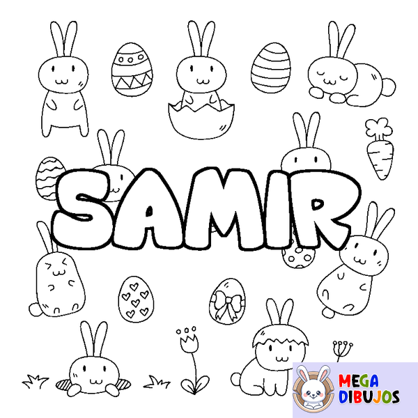 Coloraci&oacute;n del nombre SAMIR - decorado Pascua