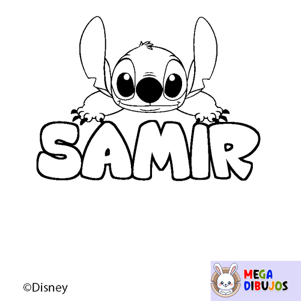 Coloraci&oacute;n del nombre SAMIR - decorado Stitch