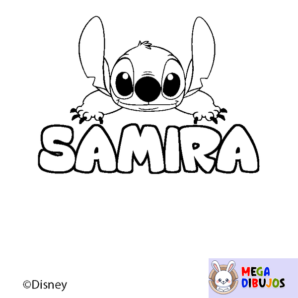 Coloraci&oacute;n del nombre SAMIRA - decorado Stitch