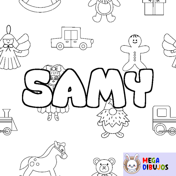 Coloraci&oacute;n del nombre SAMY - decorado juguetes