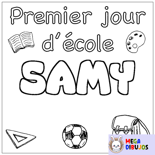 Coloraci&oacute;n del nombre SAMY - decorado primer d&iacute;a de escuela