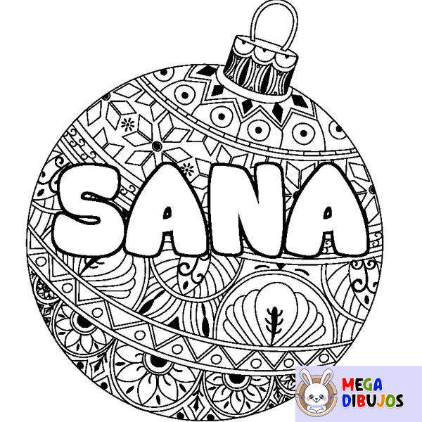 Coloraci&oacute;n del nombre SANA - decorado bola de Navidad